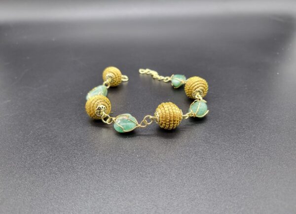 Bracciale in capim Dourado e quarzo verde