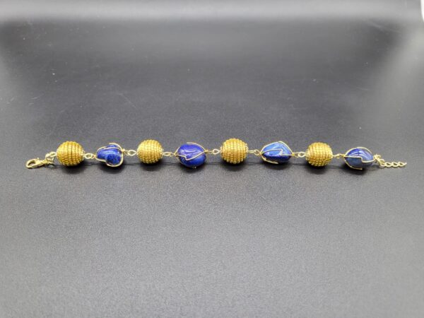 Bracciale in capim Dourado e Agata Blu - immagine 3