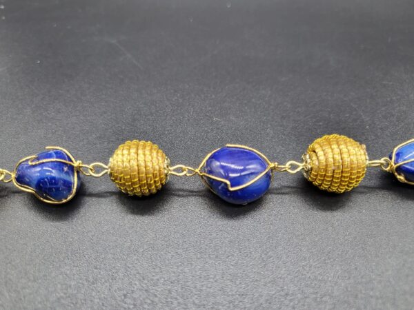 Bracciale in capim Dourado e Agata Blu - immagine 2