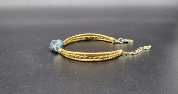 Bracciale treccia in Capim Dourado Blu - immagine 2